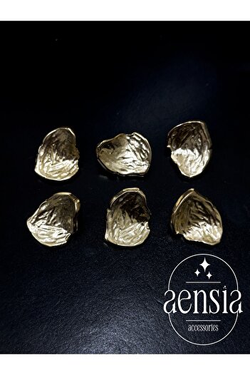 aensia Light Gold Wrinkled Asymmetric Curved Shell Model Metal Coat Jacket Button 2.54 CM Button - Pack of 6