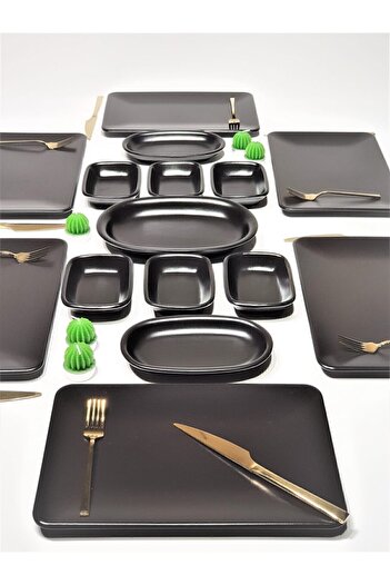 GULHANILE Square 15 Piece Breakfast Set for 6 Persons Matte Black