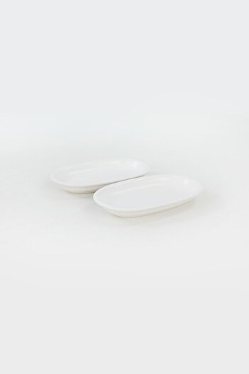 Keramika Matte White Hittite Boat Plate 19 Cm 2 Pieces