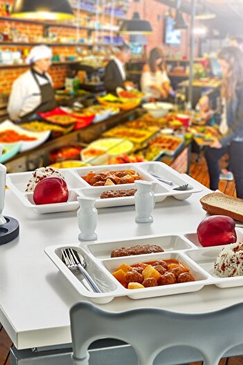 Şenyayla Plastik 10 Pieces of 5 Compartment Unbreakable Plastic Table Dhote Tray - 5120-10