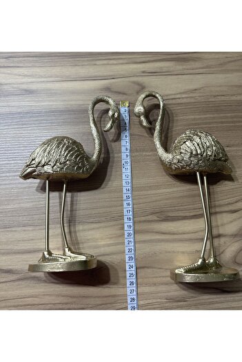 migasan 2'li Şık Dekoratif Flamingo Gold Renk Dekor Obje Dekorasyon