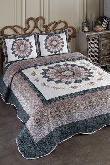 Örtüm Gloria Brown Double Quilted Bedspread