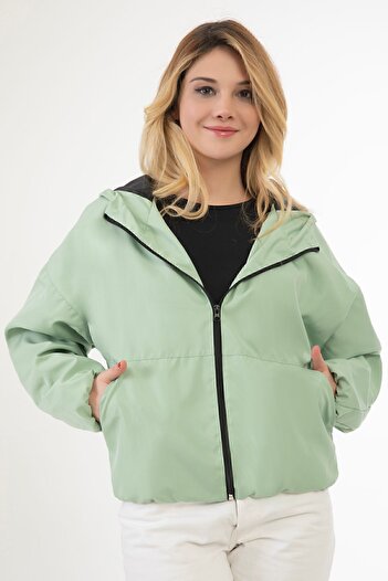 Riverstorm Γυναικείο Water Green Water and Windproof Hooded Oversize Raincoat με τσέπες - Windbreaker