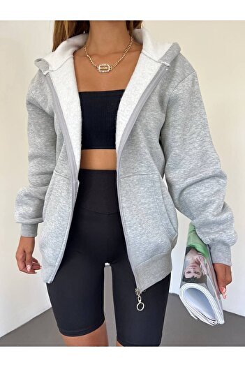 Klein-OFF Hooded and Zippered Kangaroo Sweat - Pocketed