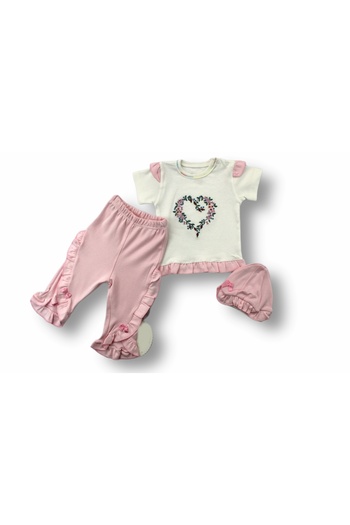 Narnuga 3-12 Months Anatolian Flower Embroidered Short Sleeve Sweat Baby Girl Set
