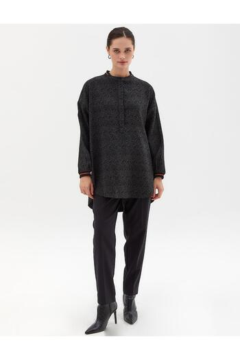 Kayra Half Placket Buttoned Tunic Black