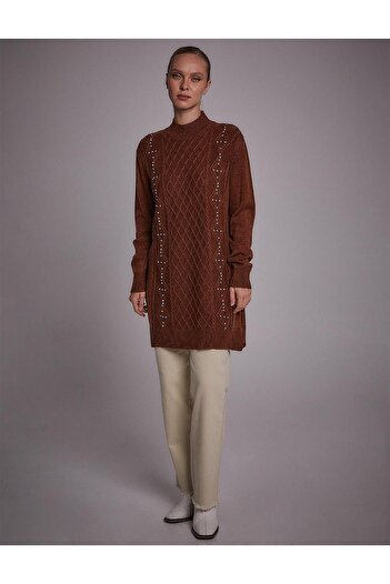 Kayra Stoned Knitwear Tunic Brown