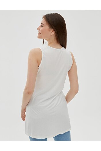 Kayra Basic Sleeveless Combed Cotton Blouse Ecru Sz 10505