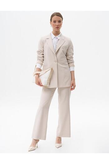 Kayra Stone Color Fleto Basic Jacket with Pockets