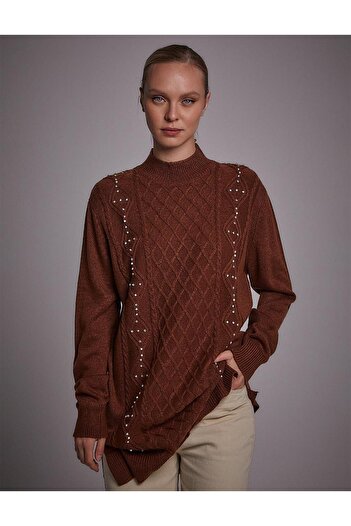Kayra Stoned Knitwear Tunic Brown