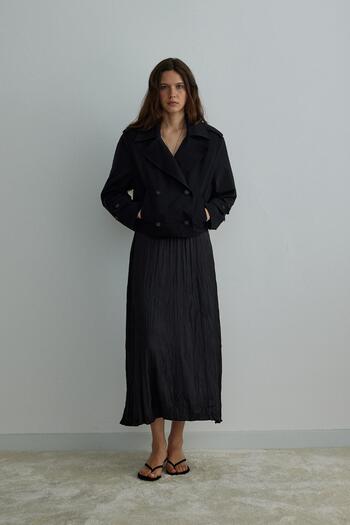 Suud Collection Чорна плісирована спідниця максі зі зморшками