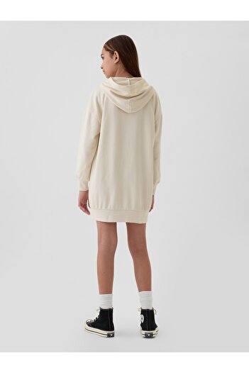 GAP Kız Çocuk Bej Vintage Soft Gap Logo Sweatshirt Elbise