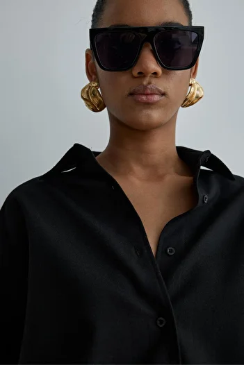 Suud Collection Black Jil Cotton Basic Shirt