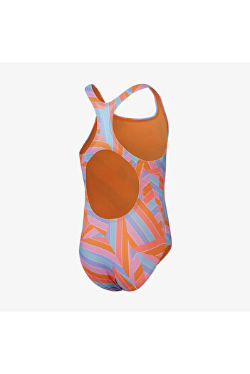 SPEEDO Printed Medalist Kids Orange Swimsuit