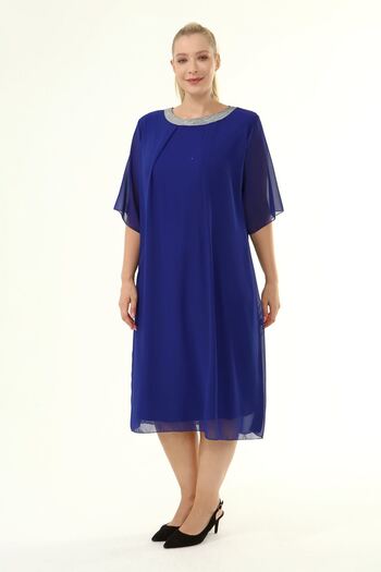 modayız Plus Size Chiffon Dress 10A-1860