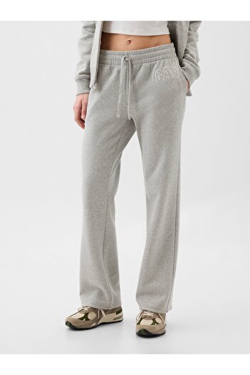 GAP Kadın Gri Gap Logo Bootcut Fleece Eşofman Altı