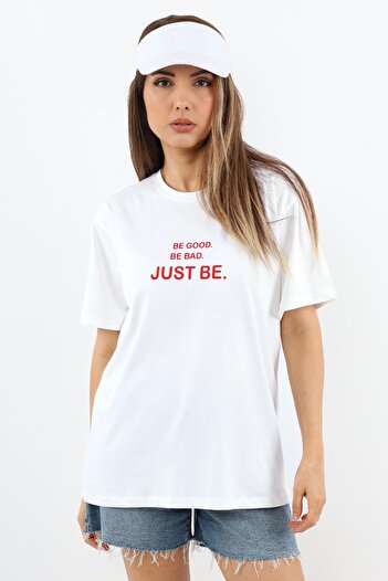 Ritnice Γυναικείο μπλουζάκι Just Be White Wide Cut 100% βαμβάκι
