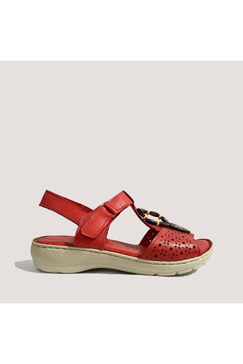 Bulldozer 231635 Women's Red Leather Sandals - 40