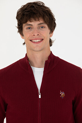 U.S. Polo Assn. Men's Burgundy Basic Knitwear Cardigan 50268938 -Vr014
