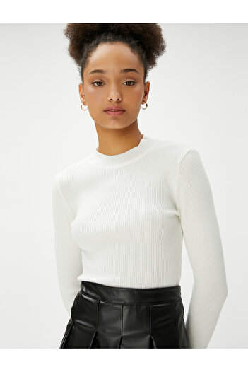 Koton Knitwear Sweater Ribbed Crew Neck Viscose Blended