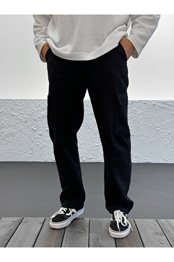 BYBASICMAN Siyah Kargo Cepli Baggy Jean KE-308/360