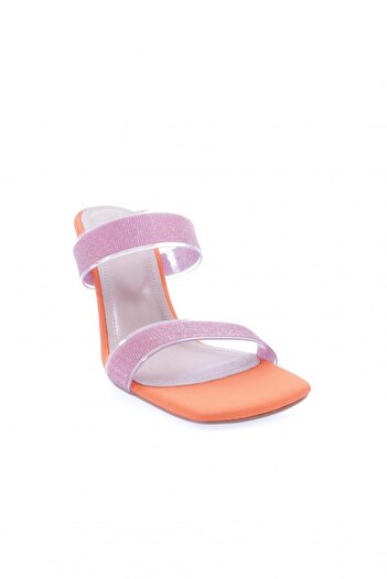 DGN 5155-23y Women's Transparent Silvery Banded Heeled Slippers