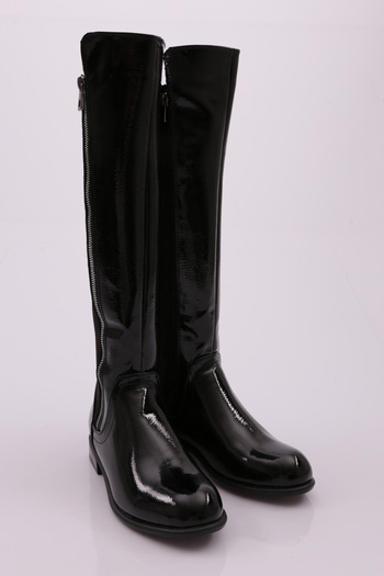 DGN 504 Women's Knee High Flats - Stretch Arc and Side Zipper Boots
