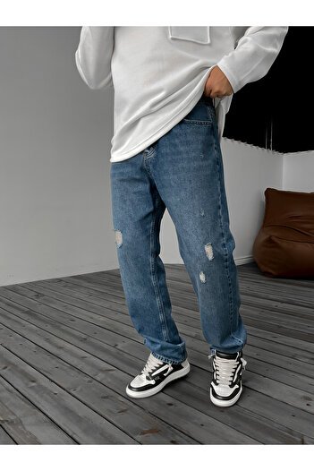 BYBASICMAN Blue Ripped Baggy Jeans Ke-169/496/548/158