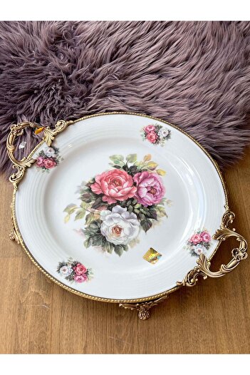 ROSSEV 31cm Antique Round Plate - with Handle
