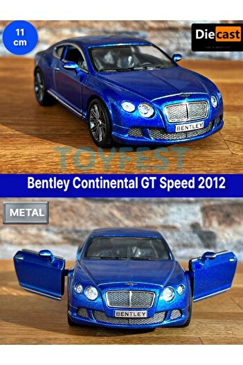 TOYFEST 2012 بنتلي كونتيننتال جي تي سبيد سحب قطرة أبواب قابلة للفتح موديل سيارة معدنية - أزرق 11.5 سم