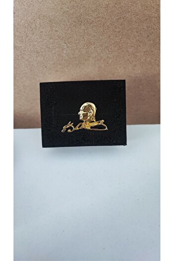 cacatasarım Atatürk Portre Ve Imzalı Yaka Rozeti Metal Gold Renk 29 Ekim Cumhuriyet Bayramı Öğretmenler Günü