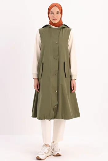 ALLDAY Hooded Khaki Vest - Snap Design