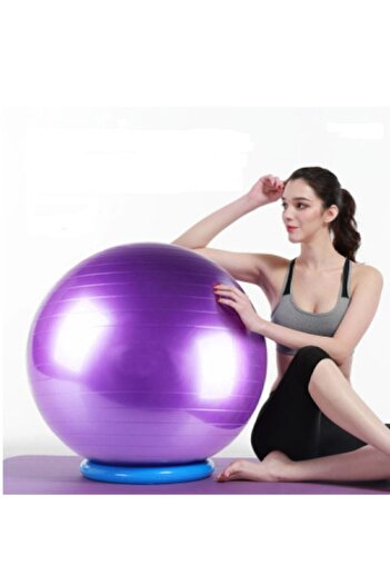 TeknoClass 65 Cm Pilates Topu Fitilli + Pompa Seti Plates Denge Yoga Spor Egzersiz Top Jimnastik Fitness Topu