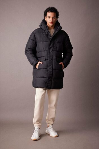 DeFacto Silk Fabric Puffer Jacket Parka - with Hood, Zipper and Pocket A2132Ax23Wn