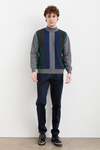 Desen Triko Men's Half Turtleneck Colorful Wool Sweater Smoked