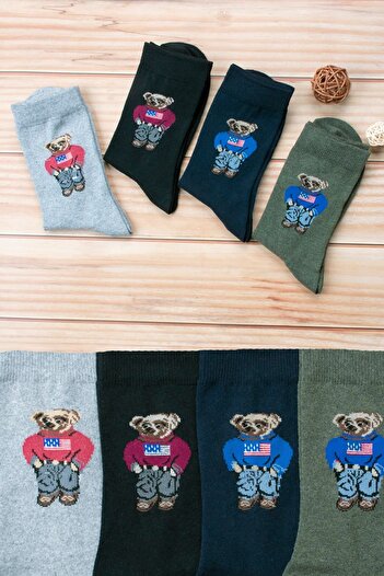 BGK Unisex 4-pack Teddy Bear Socks