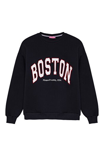 Quzu Φούτερ με φερμουάρ Navy Blue Boston