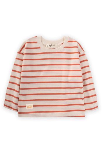 Cigit 1-10 Years Old Orange Striped Seasonal T-Shirt