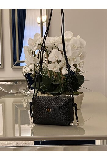 mossi Black Soft Knot Detailed Strap Crossbody Women's Shoulder Bag