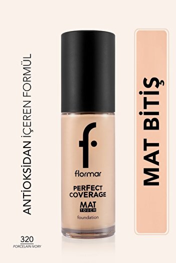 Flormar Matte Single Vitamin E Foundation - Matte Touch Foundation - 320 Porcelain Beige -8682536057745