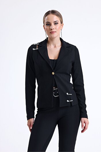 Sense Lined Needle Detailed Ottoman Jacket| Ckt34752 Black