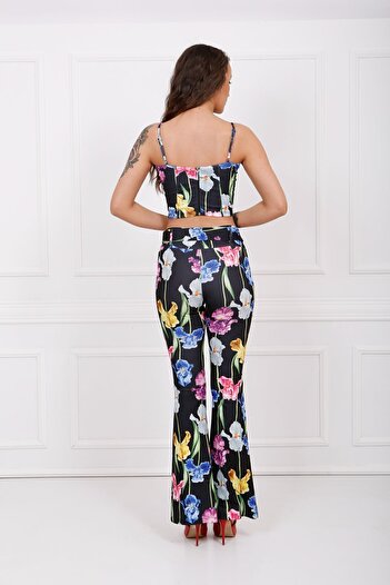 Sense Tulip Patterned Spanish Leg Knitted Trousers - Pnt33443