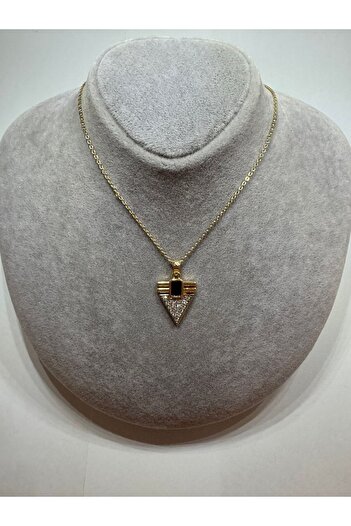 CT STONES Çelik Zirkon Taşlı Üçgen Kolye