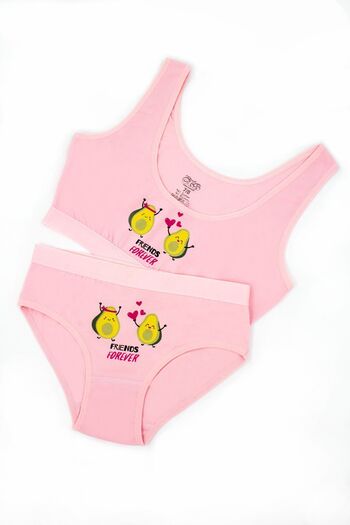 Öts Avocado Printed Girl's Panties and Bustier Set