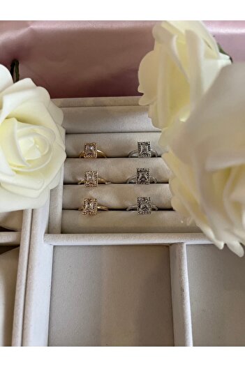 CLARİS Baget Taşlı Gold Prenses Yüzük