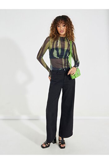 Styli Mesh Tie Dye Fitted T-Shirt with Inner Bandeau