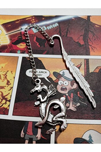 PİRAMİGO Antique Silver Plated - Dragon and Feather Metal Bookmark