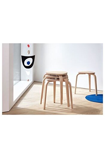 IKEA Natürel Renk Tabure 42x48x45 Cm Huş Ağacı Tabure-sandalye Tekli