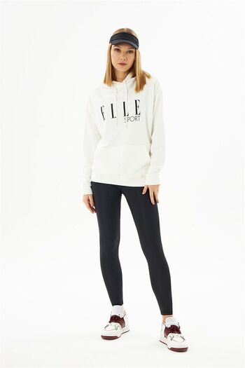 ELLE Women's Black Printed Hooded Sweatshirt - with Pockets