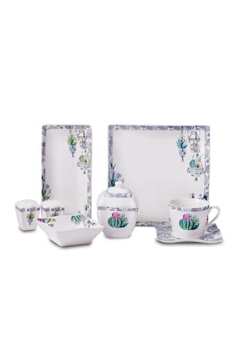 KORKMAZ 28 Piece Link Collection Square Breakfast Set - A8574
